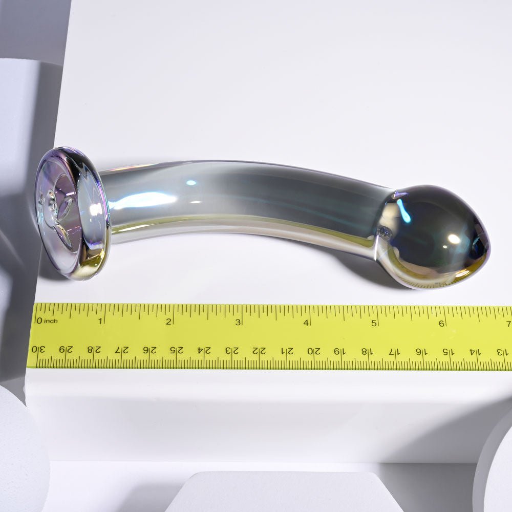 Playboy pleasure - jewels king - glass dildo - Product side view, with dimensions  | Flirtybay