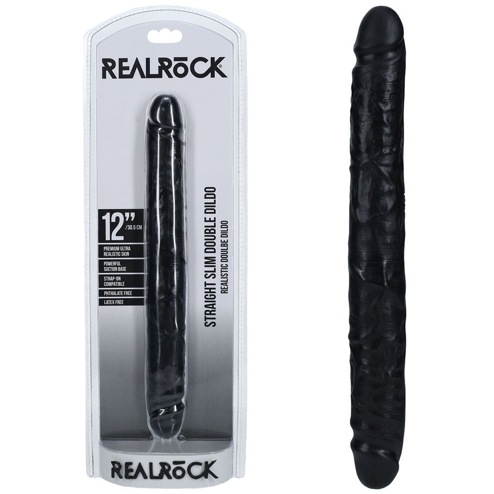 Realcock - slim double dildo 11.8" - Product front view and box front view | Flirtybay