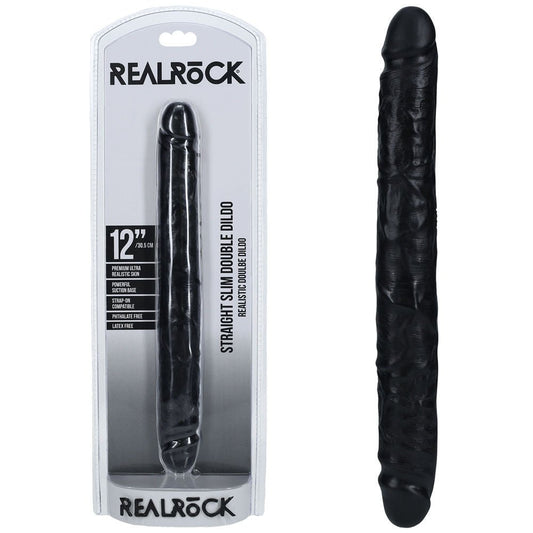 Realcock - slim double dildo 11.8" - Product front view and box front view | Flirtybay