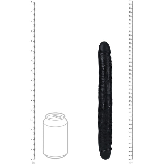 Realcock - slim double dildo 11.8" - Product front view, with sizes  | Flirtybay