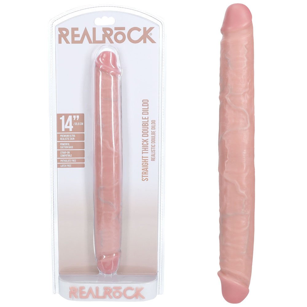 Realcock - thick double dildo 13.7" - Product front view and box front view | Flirtybay