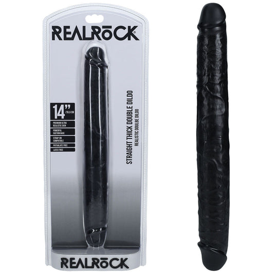 Realrock 14" thick double ended dildo - Product front view and box front view | Flirtybay Adult Shop Australia Lingerie Shop