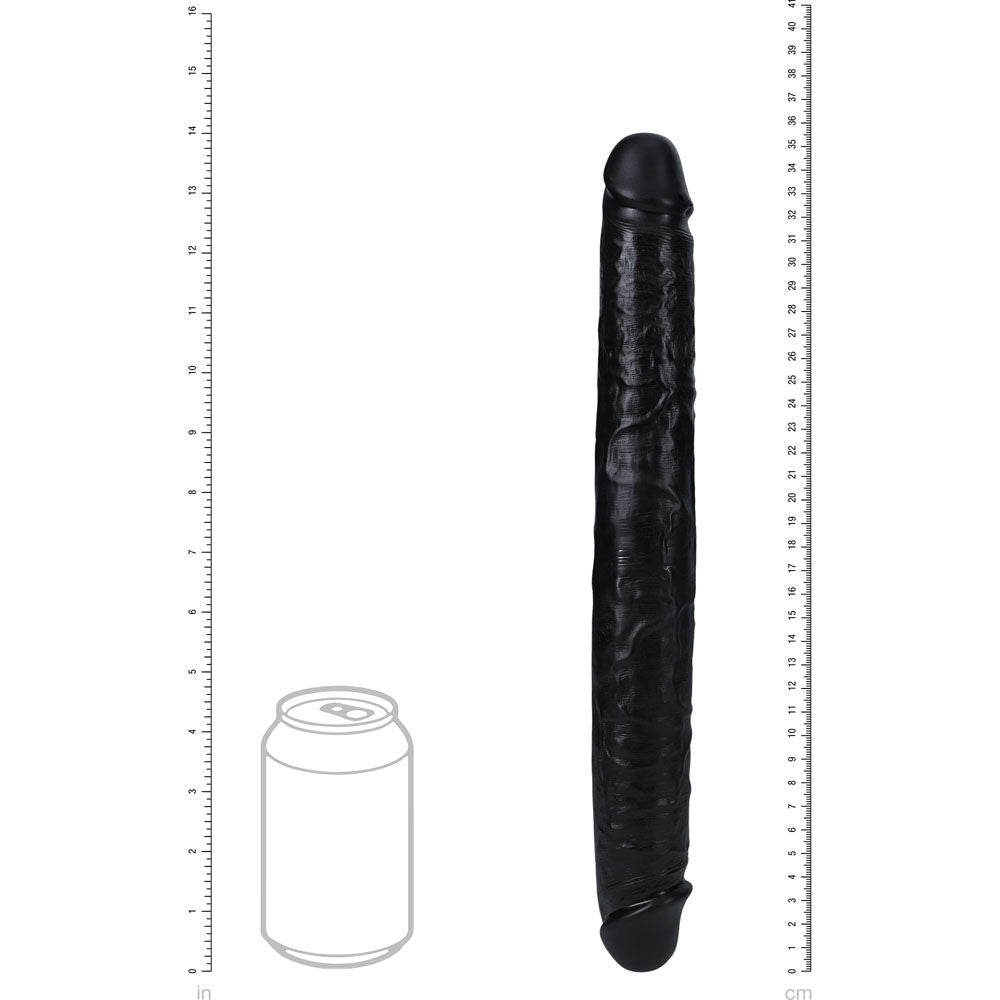 Realrock 14" thick double ended dildo - Product front view, with dimensions | Flirtybay Adult Shop Australia Lingerie Shop