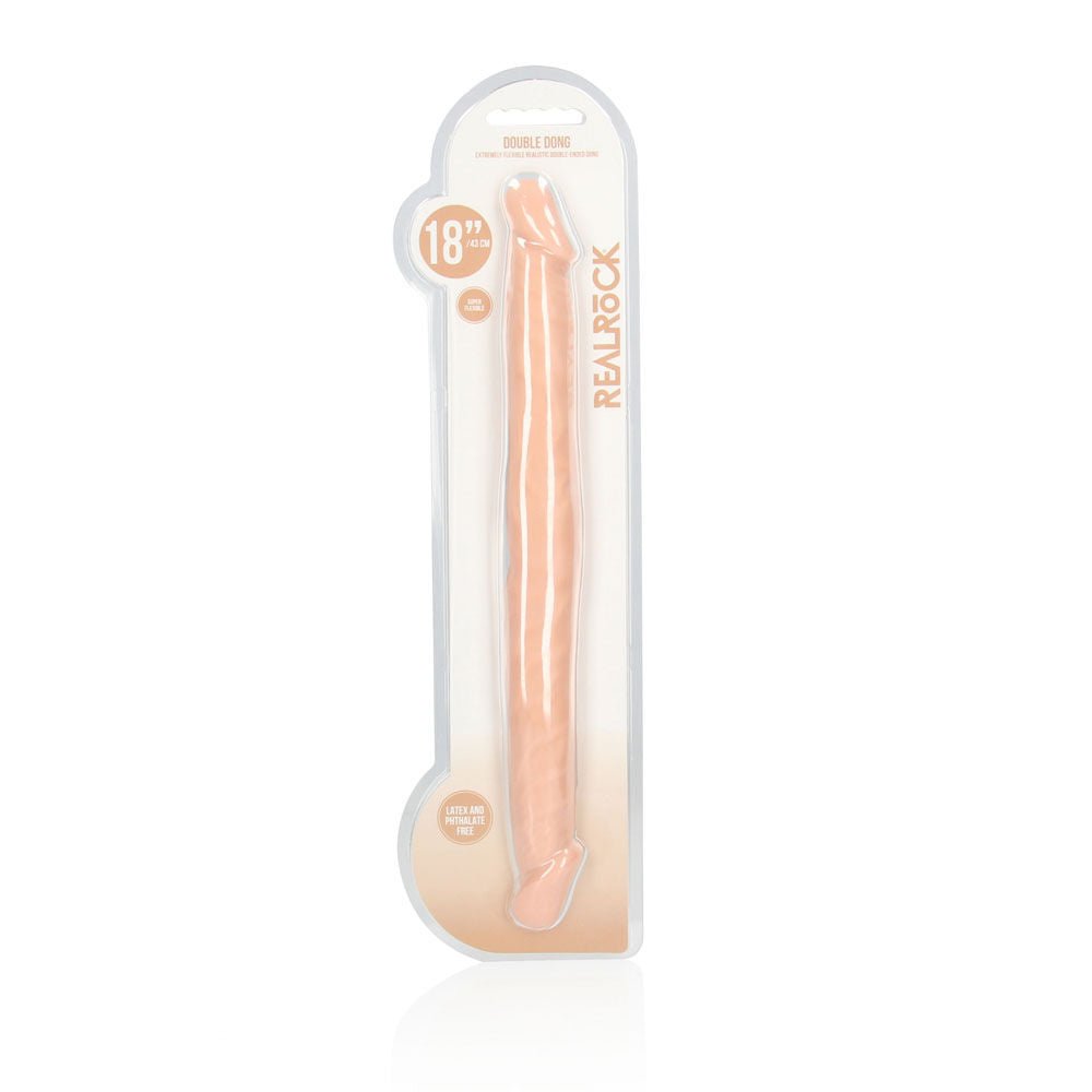 Realrock 18'' - double-ended dildo -  box front view | Flirtybay