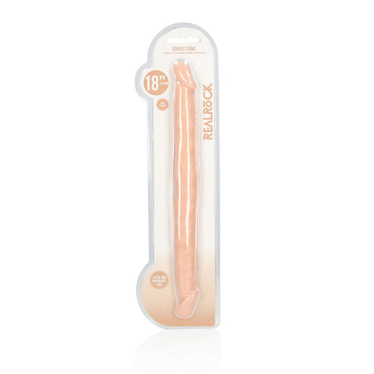 Realrock 18'' - double-ended dildo -  box front view | Flirtybay