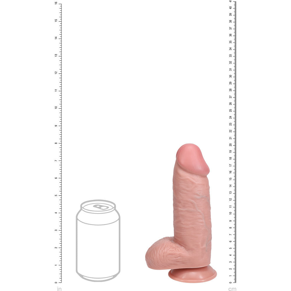 Realrock - 7.9" extra thick dildo - Product side view, with dimensions  | Flirtybay Adult Shop Australia Lingerie Shop