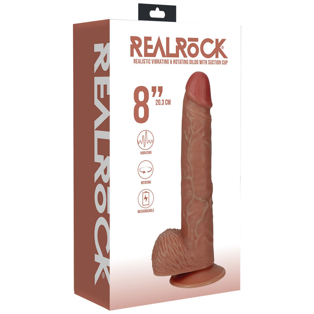 Realrock 8" vibrating + rotating dildo -  box side view | Flirtybay Adult Shop Australia Lingerie Shop
