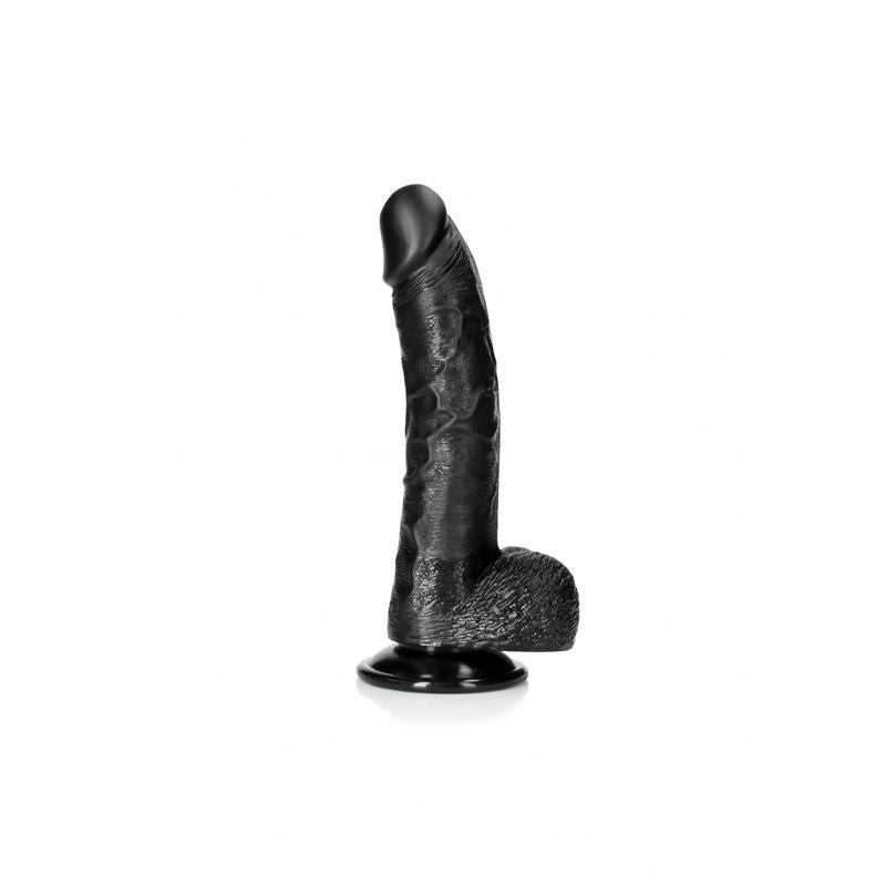 Realrock - realistic curved dildo - 8" black- Product side view  | Flirtybay Adult Shop Australia Lingerie Shop