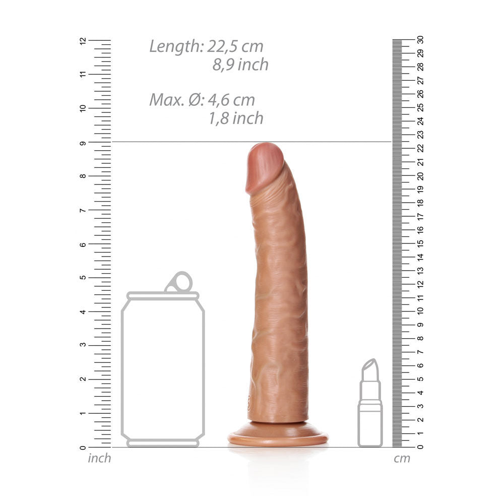 Realrock realistic dildo 8" - Product front view, with dimensions  | Flirtybay Adult Shop Australia Lingerie Shop
