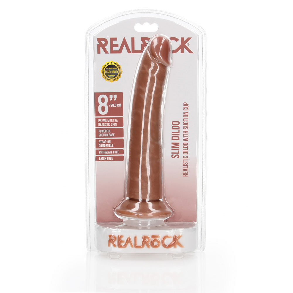 Realrock realistic dildo 8" -  Tan - box front view | Flirtybay Adult Shop Australia Lingerie Shop
