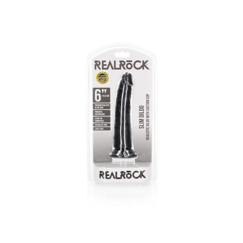 Realrock realistic slim anal dildo without balls - 6" -  box front view | Flirtybay Adult Shop Australia Lingerie Shop