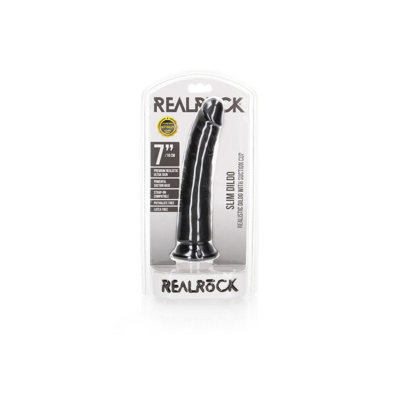 Realrock realistic slim dildo - 7" -  box front view | Flirtybay Adult Shop Australia Lingerie Shop