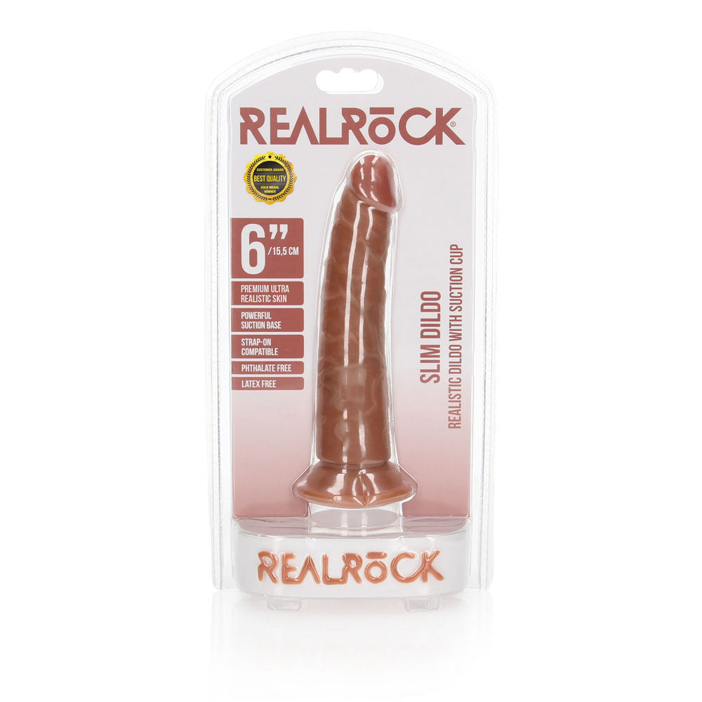 Realrock realistic slim dildo without balls -6.1" -  box front view | Flirtybay Adult Shop Australia Lingerie Shop