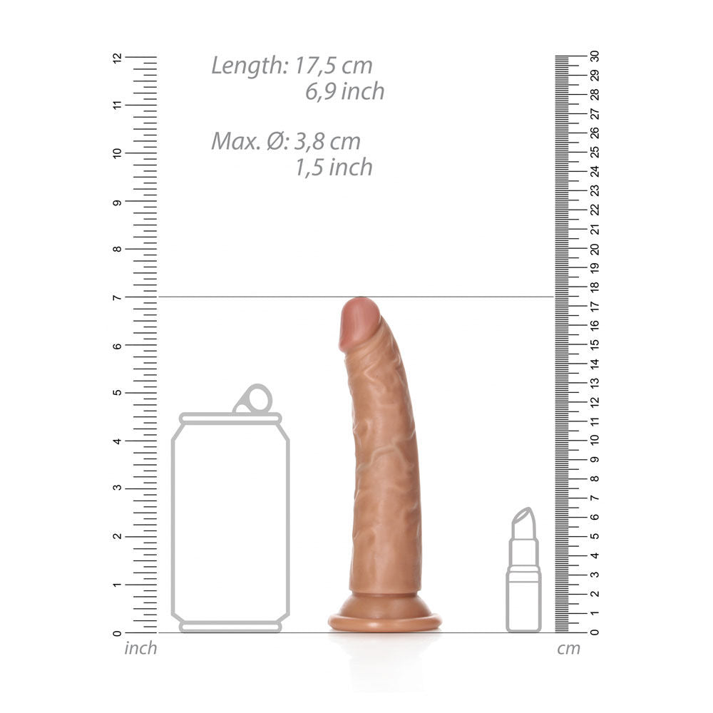 Realrock realistic slim dildo without balls -6.1" - Product side with dimensions view  |Flirtybay Adult Shop Australia Lingerie Shop