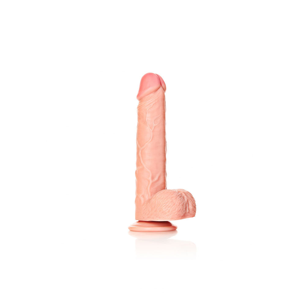 Realrock straight realistic flesh dildo - 9" - Product front view  | Flirtybay-adult-store-australia