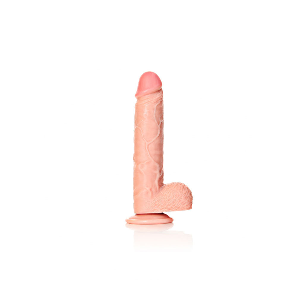 Realrock straight realistic flesh dildo - 9" - Product side view  | Flirtybay-adult-store-australia