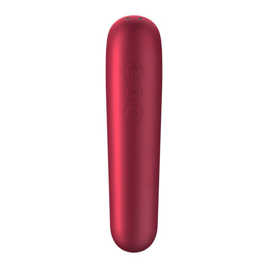 Satisfyer dual love - red- app controlled clitoral suction stimulator - Product back view  | Flirty Bay