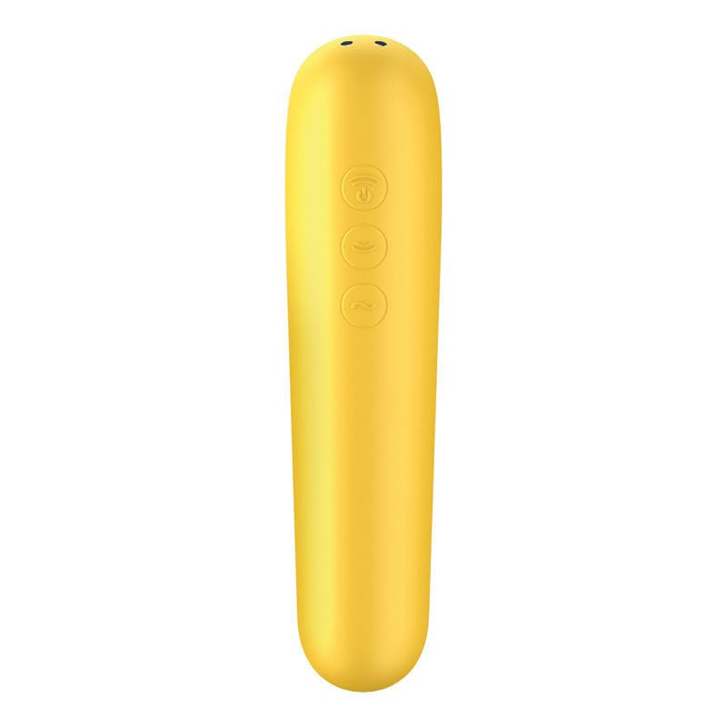Satisfyer dual love - yellow app controlled clitoral suction stimulator - Product back view  | Flirty Bay