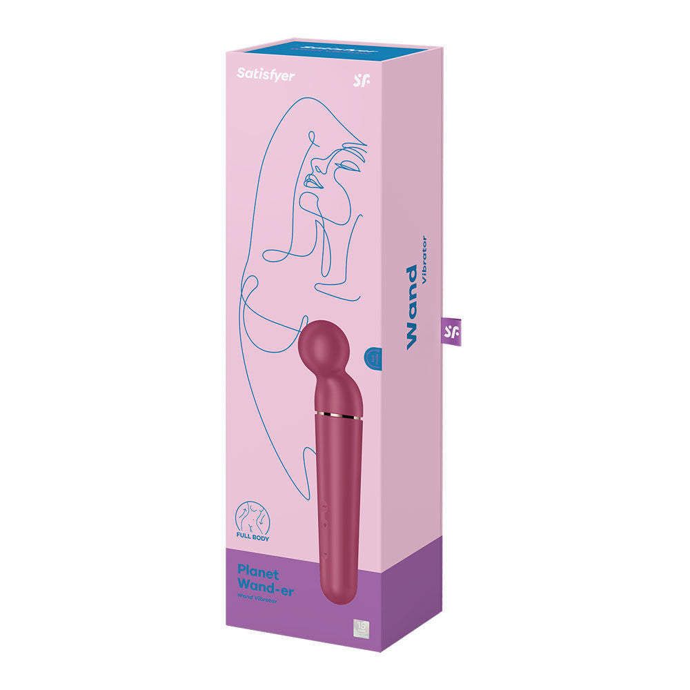Satisfyer planet wand-er - berry - vibrating wand -  box side view | Flirtybay Adult Shop Australia Lingerie Shop