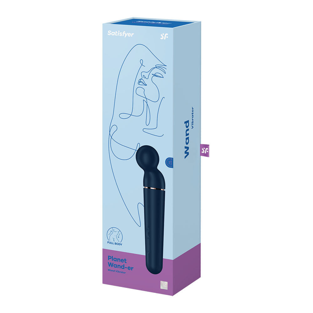Satisfyer planet wand-er - blue - vibrating wand -  box side view | Flirtybay Adult Shop Australia Lingerie Shop