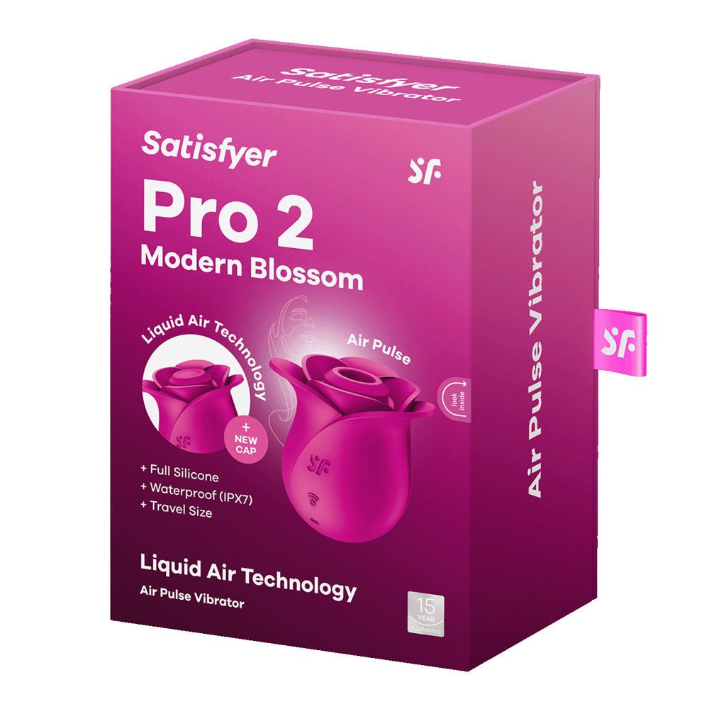 Satisfyer pro 2 - modern blossom - pressure wave vibrator -  box side view | Flirty Bay