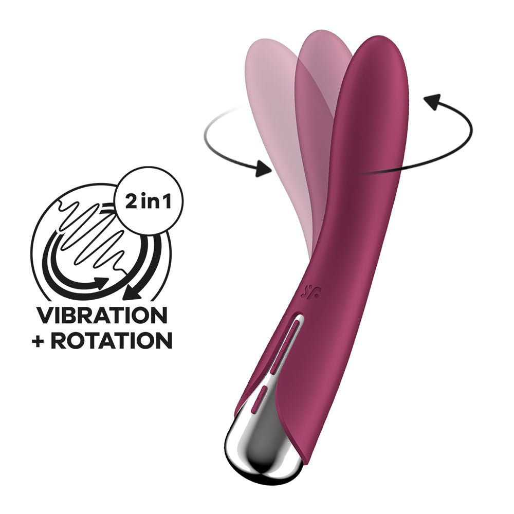 Satisfyer - red spinning vibe 1 - g-spot vibrator - Product side view  | Flirty Bay