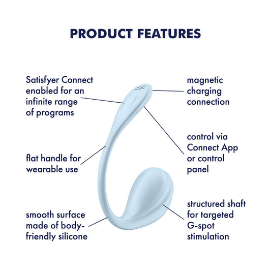 Satisfyer smooth petal - app controlled vibrator blue - Product top view  | Flirtybay Adult Shop Australia Lingerie Shop