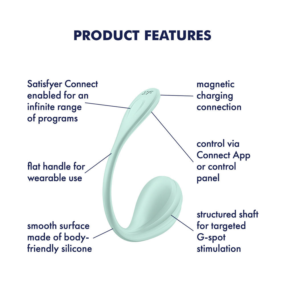 Satisfyer smooth petal - app controlled vibrator green - Product second side view  | Flirtybay Adult Shop Australia Lingerie Shop