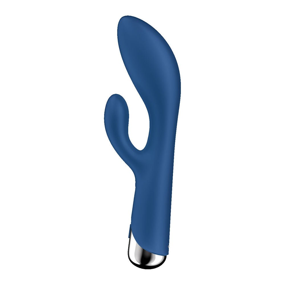 Satisfyer spinning blue rabbit vibrator 1 - Product side view  | Flirty Bay