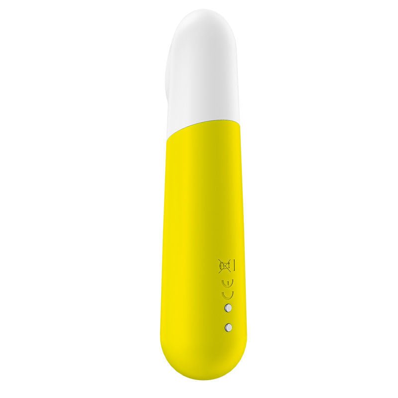 Satisfyer - Yellow ultra power bullet 4 - bullet vibrator - Small vibrator back view showing the magnetic charger | Flirty Bay adult store and lingerie store