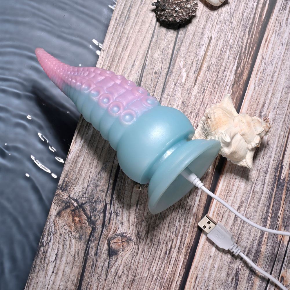 Selopa - stuck on you - vibrating dildo - Product side view focus on charger  | Flirtybay Adult Shop Australia Lingerie Shop