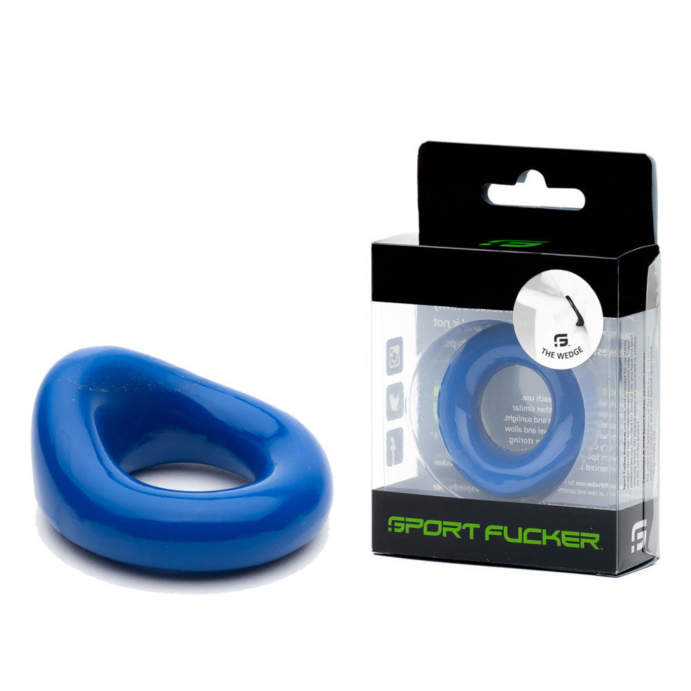 Sport fucker wedge - cock rings blue - Product front view and box front view | Flirtybay Adult Shop Australia Lingerie Shop