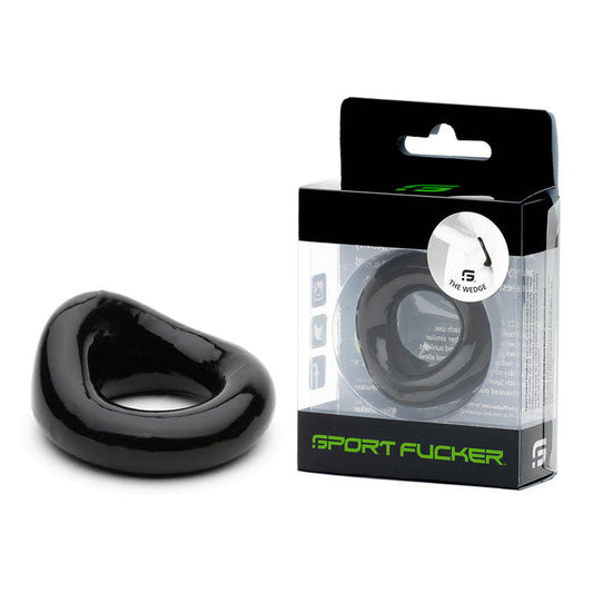 Sport fucker wedge - cock rings black - Product top view and box side view | Flirtybay Adult Shop Australia Lingerie Shop
