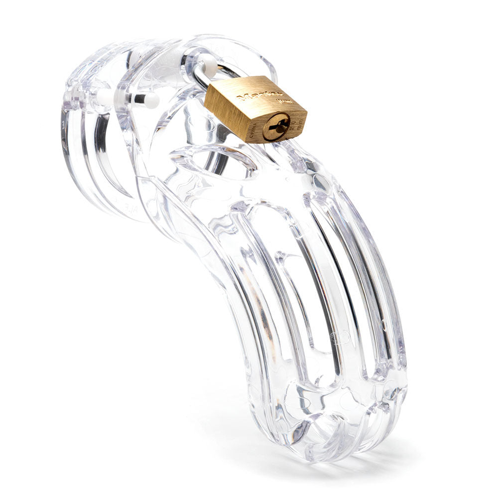 The curve chastity cock cage kit - clear-Product side view  | Flirtybay