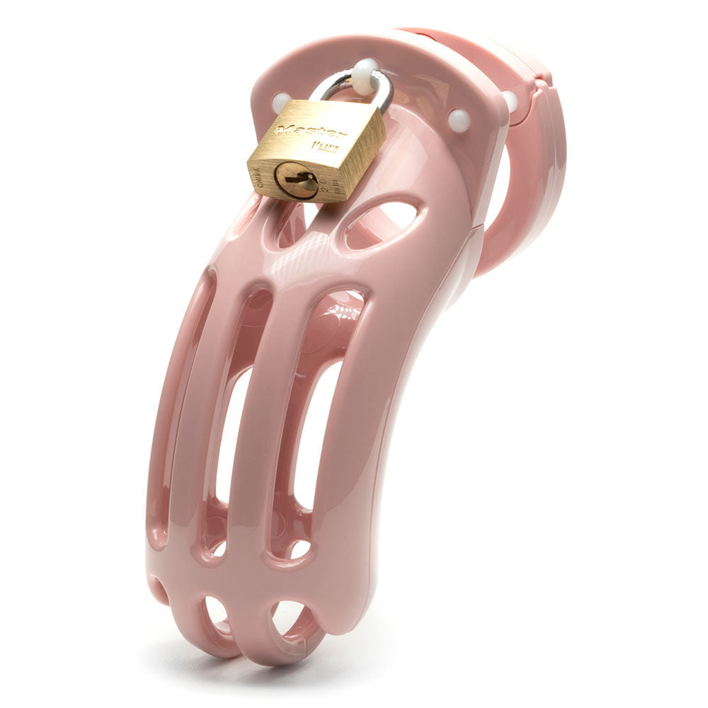 The curve chastity cock cage kit - pink Product side view  | Flirtybay