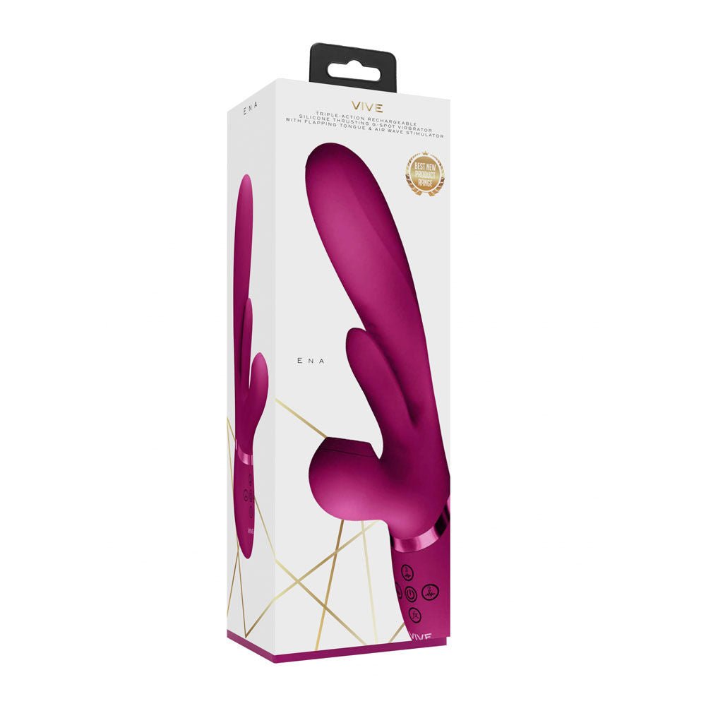 Vive ena - tripple action - rabbit vibrator -  box side view | Flirtybay