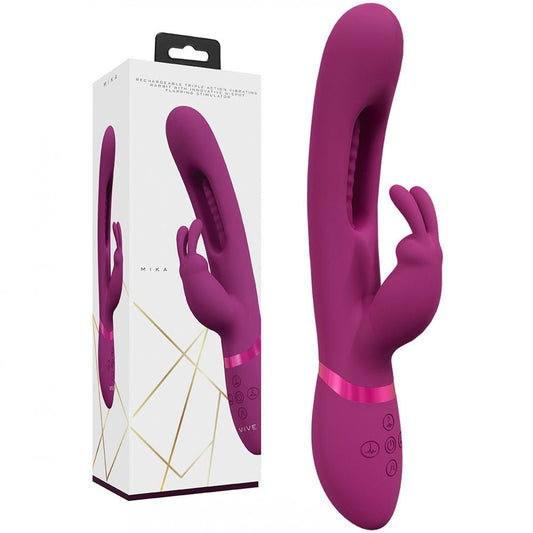Vive mika - rabbit vibrator - Product side view and box side view | Flirtybay