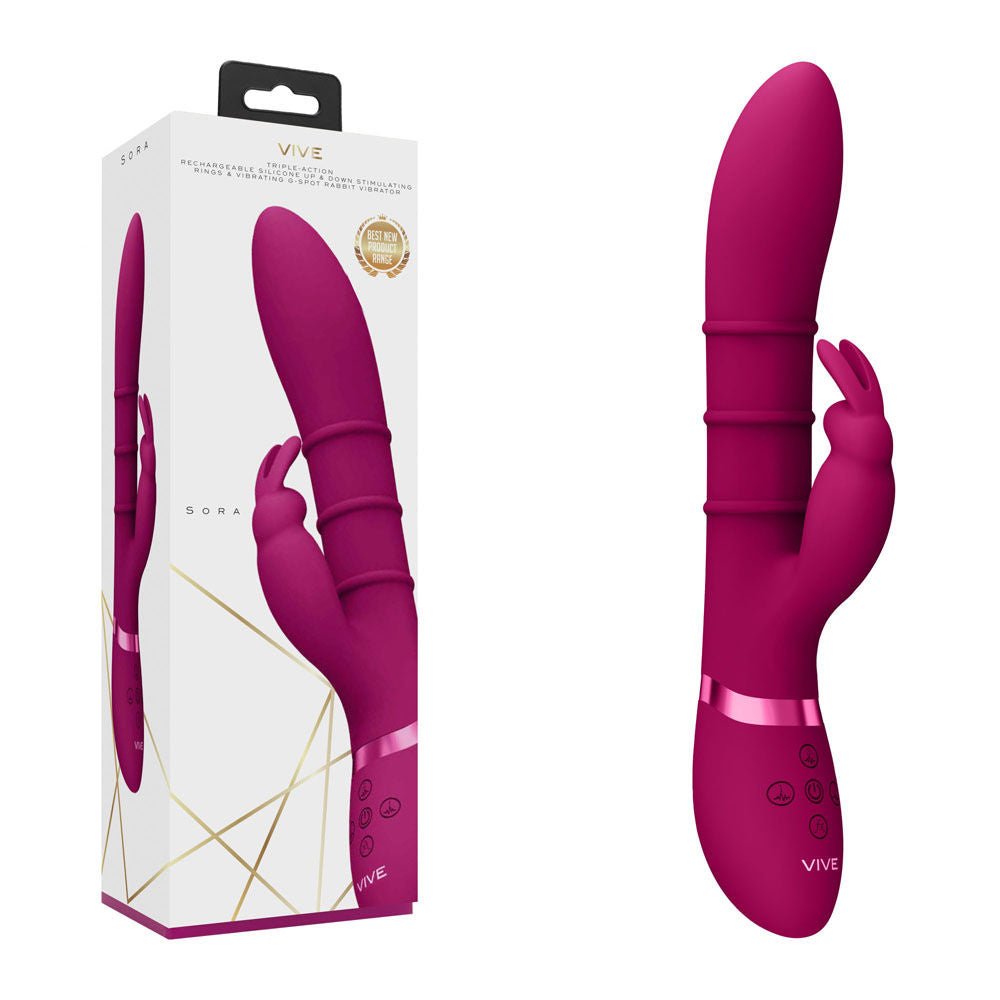 Vive sora - rabbit vibrator - Product side view and box side view | Flirtybay