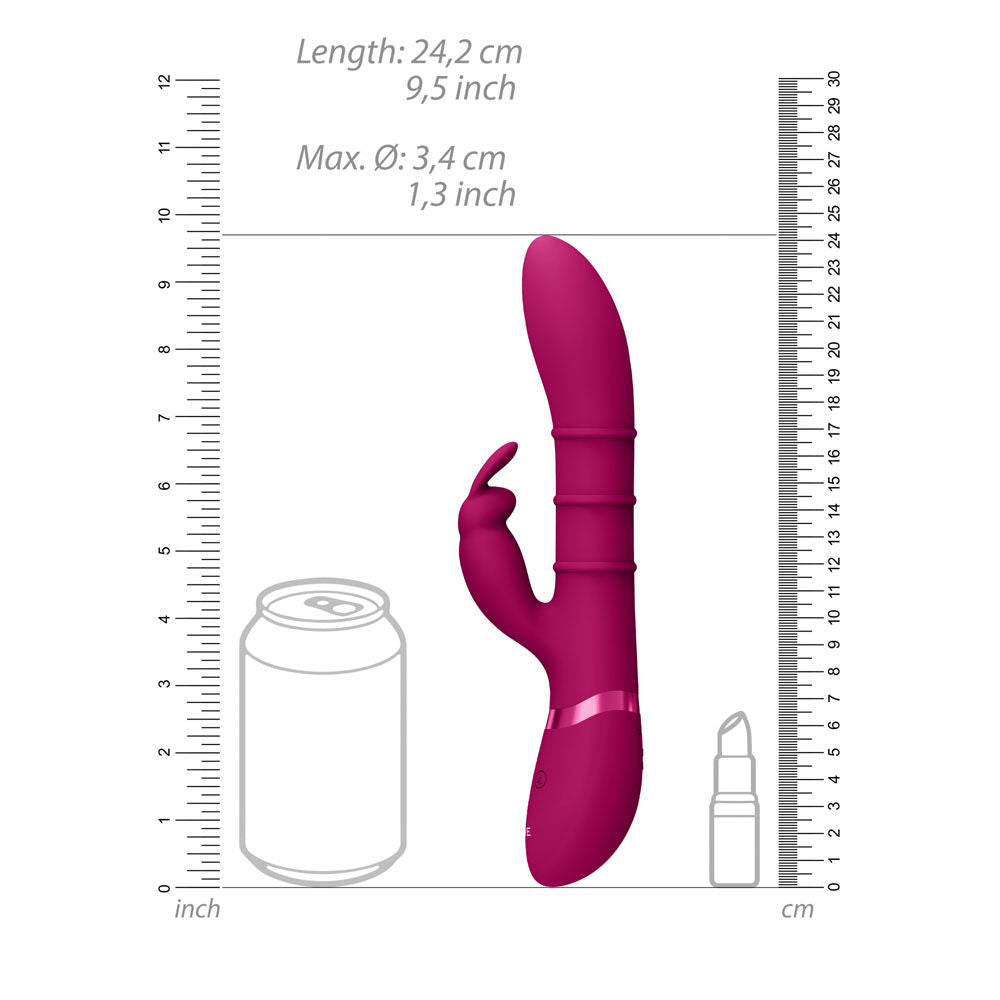 Vive sora - rabbit vibrator - Product side view, with dimensions  | Flirtybay