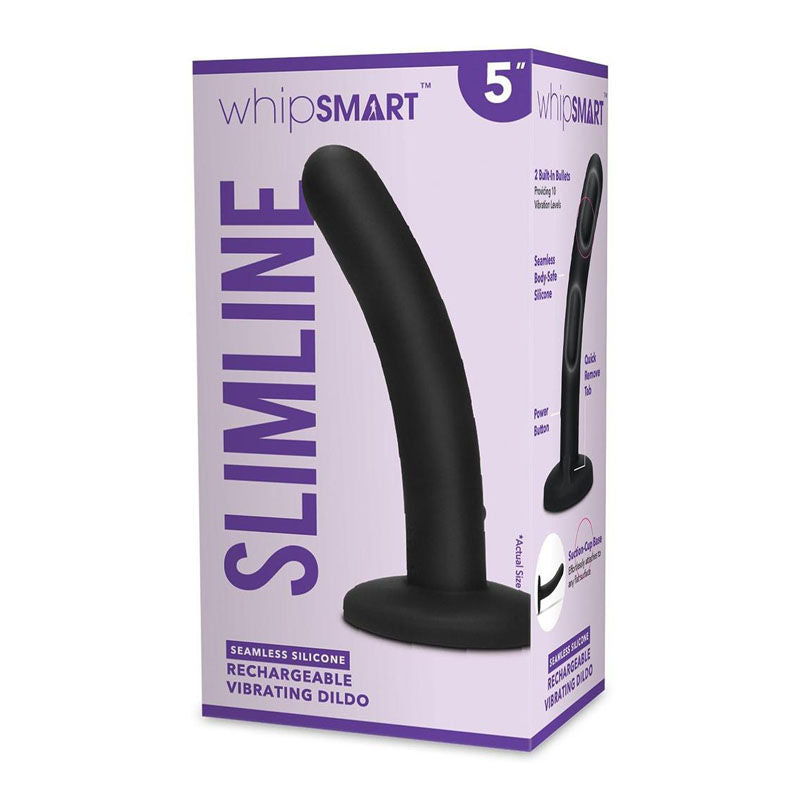 Whipsmart 5'' slimline rechargeable vibrating dildo -  box side view | Flirtybay Adult Shop Australia Lingerie Shop