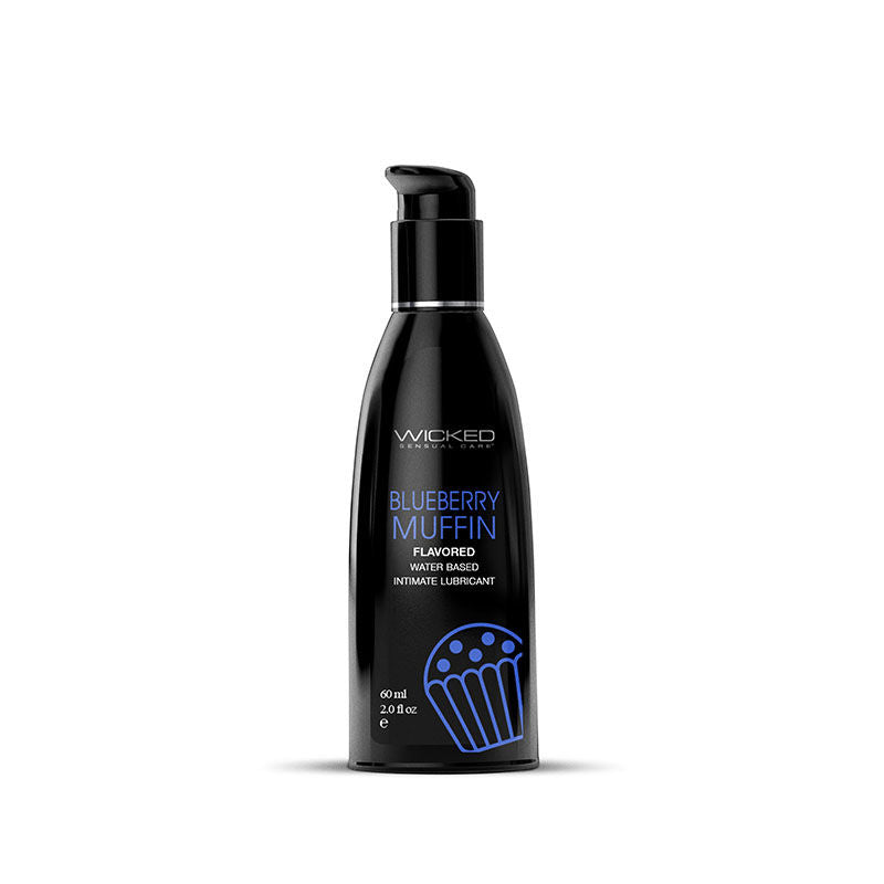 Wicked aqua - flavoured water-based lubricant 60 ml - blueberry muffin, Product front view  | Flirtybay.com.au