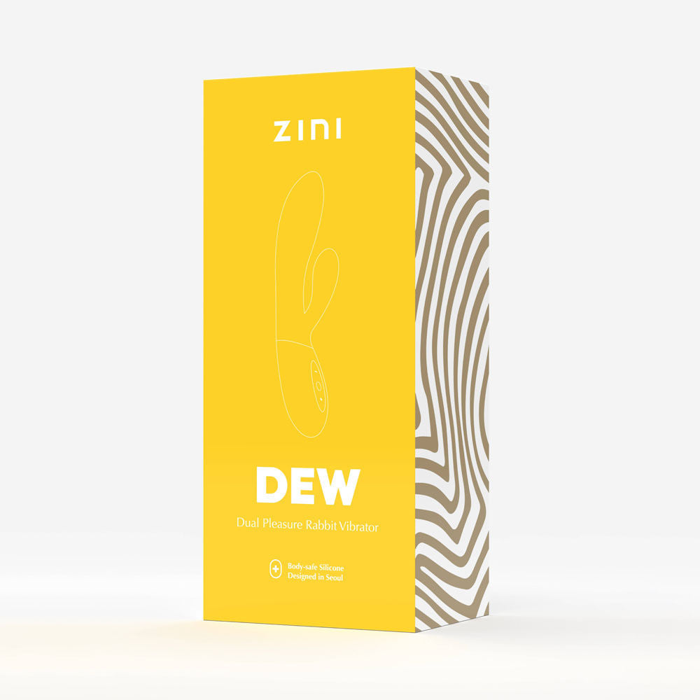 Zini dew - rabbit vibrator -  box side view | Flirtybay-Sex shop australia