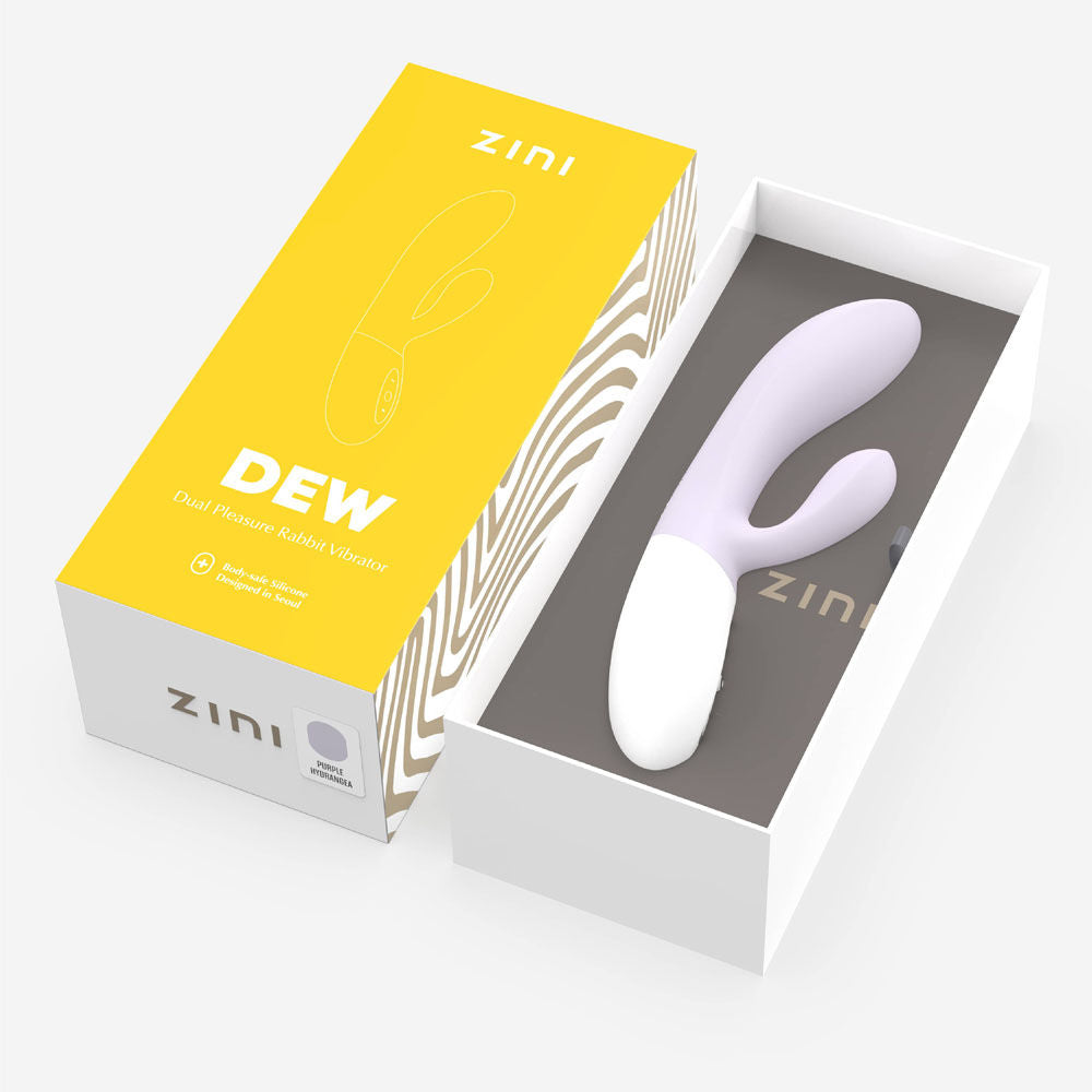 Zini dew - rabbit vibrator -  box top view | Flirtybay-Sex shop australia