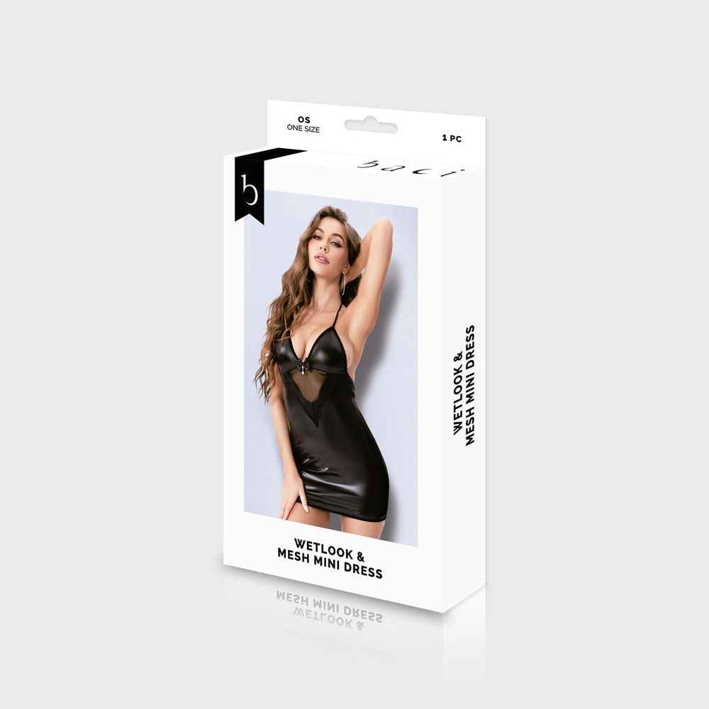 BACI - WL Wetlook & Mesh Mini Dress