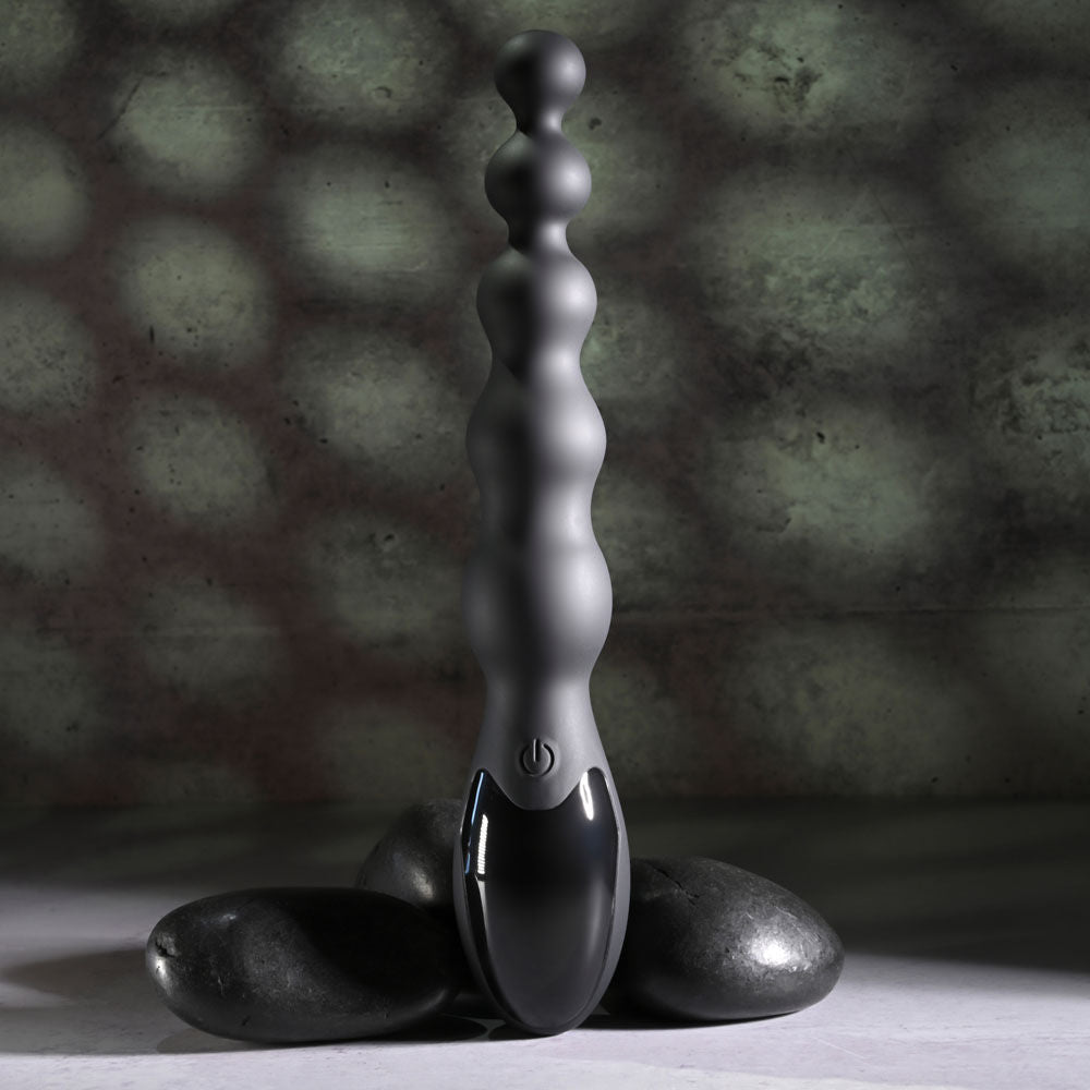 Flexible beaded anal vibrator with graduated silicone bulbs and 9 vibration modes, back| Flirty Bay Adult Store, adult toys and lingerie