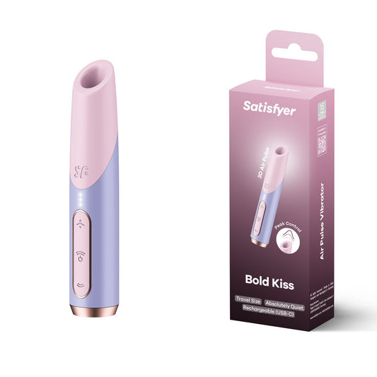 Satisfyer Bold Kiss air pulse vibrator displayed with packaging | Flirty Bay Adult Store Australia, Vibrator