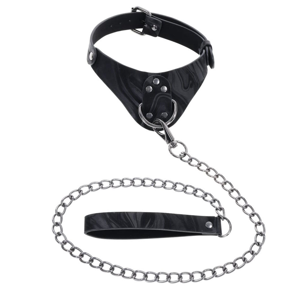 Bondage sex tools – Front view of a luxury BDSM collar with leash, perfect for bondage and discipline play | Flirty Bay, bondage toys, bondage, bdsm sex tools, adult store australia