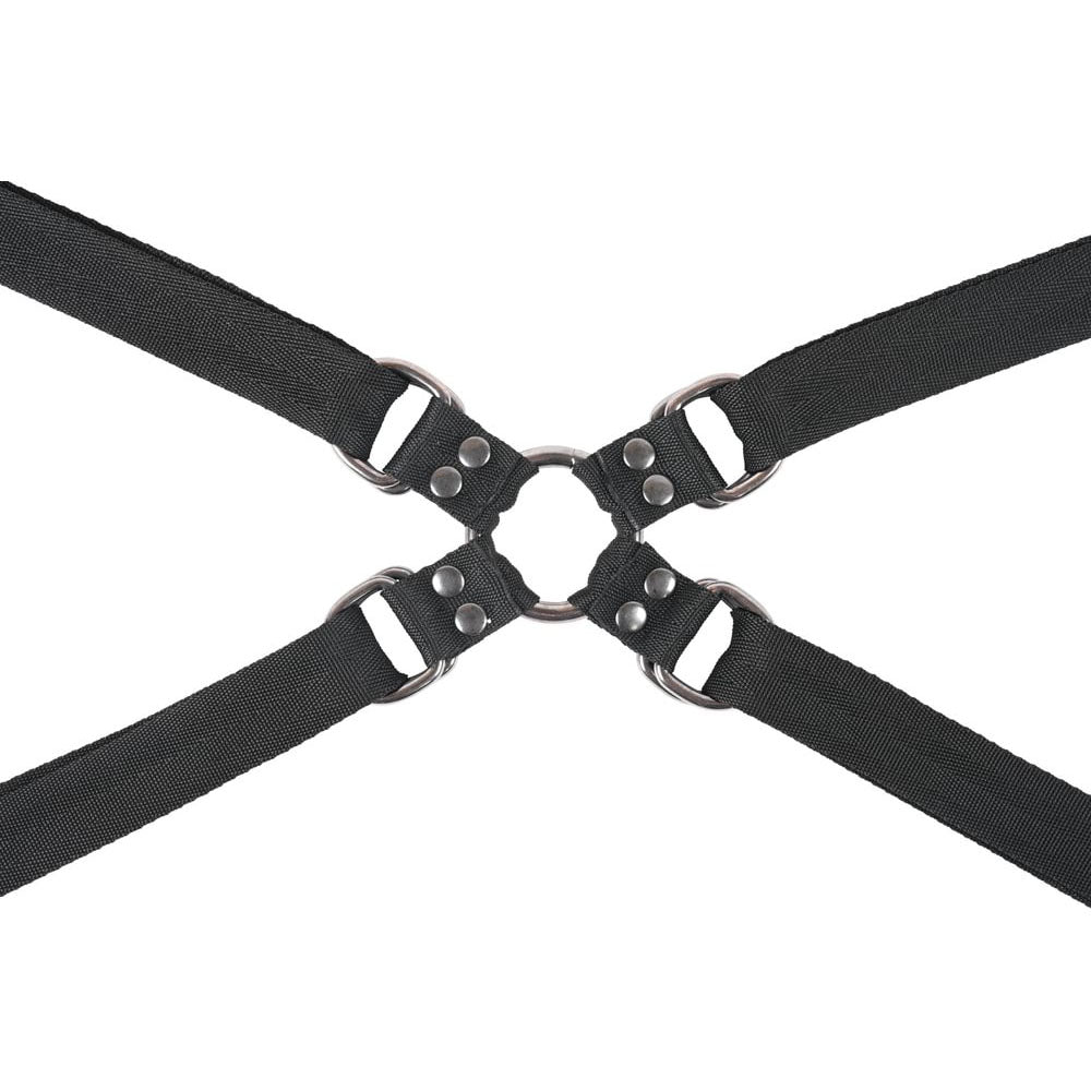 Bondage toys – Close-up of the central O-ring and surrounding D-rings from the Velvet Noir hog tie set, ideal for versatile BDSM restraint play | Flirty Bay, bondage sex tools, bondage, adult store Australia