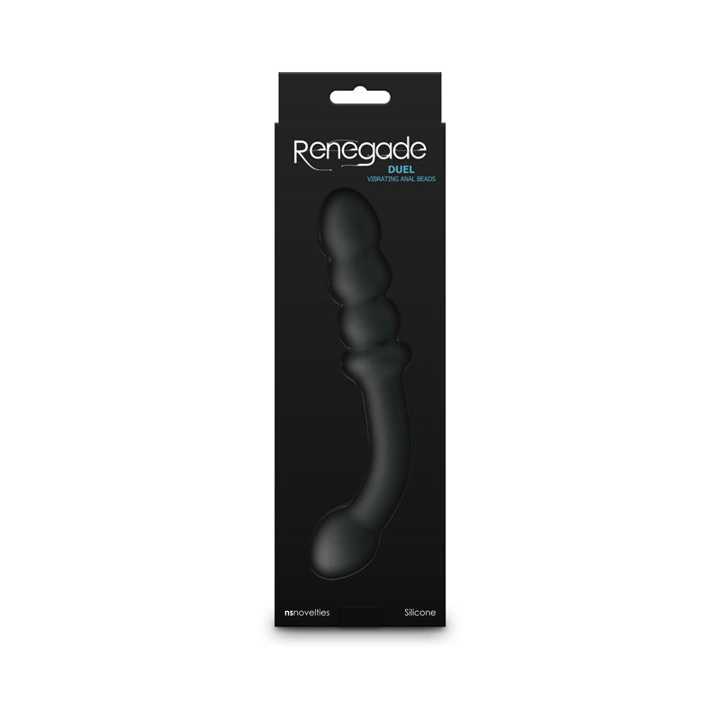 Front Packaging only of the Renegade Duel vibrating anal beads, clearly displaying product branding on a clean white background | Flirty Bay, anal plug adult store Australia