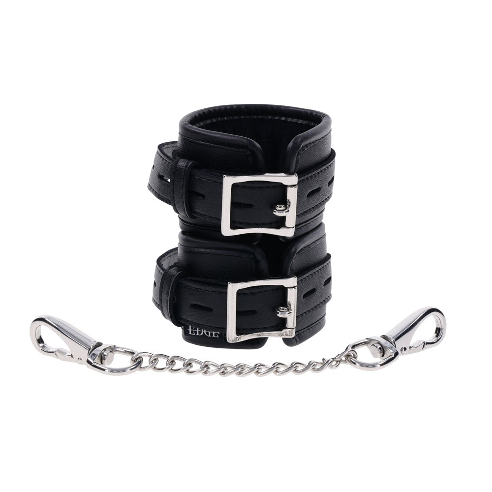 Front view of EDGE handcuffs stacked on top of each other, highlighting the padded texture and metal hardware | Flirty Bay adult toys online, best sex tools
